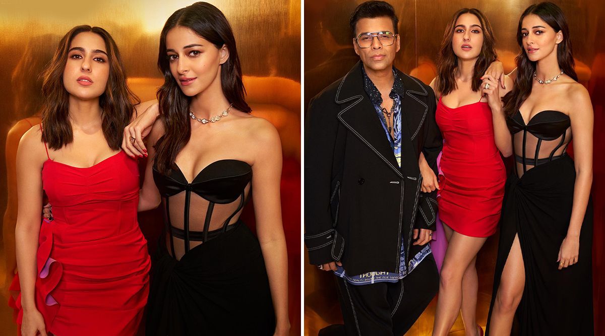 Koffee With Karan 8: Sara Ali Khan, Ananya Panday And Karan Johar POSE Together On The Sets Of The Show!