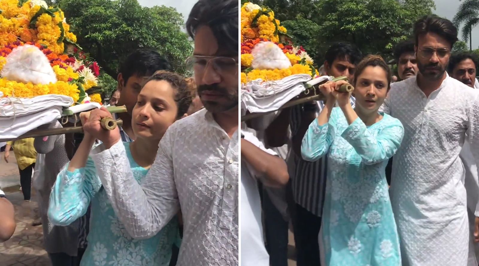 Sad! Ankita Lokhande HOLDS Bier Of Her Late Father At The Funeral Rites Accompanied By Her Husband Vicky Jain (Watch Video)