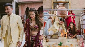 Payal Rohatgi and Sangram Singh visit an 800-year-old Lord Shiva temple to ask for blessings before getting married