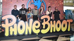 Gurmeet, Farhan Akhtar, Siddhant Chaturvedi, Jackie Shroff, Katrina Kaif, Ishaan Khattar, At the premiere of Phone Bhoot Police's trailer