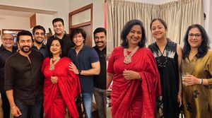 Suriya, Jyotika and Radhika Sarathkumar attend a house party with friends