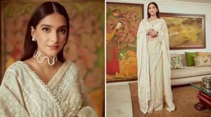 Bollywood Diva Sonam Kapoor looks like a natural DIVA posing in a White Saree; Check Out Her Looks!