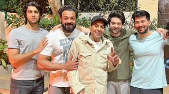 Dharmendra, Bobby Deol, and grandsons Aryaman, Karan and Rajveer, 3 generations in one frame!