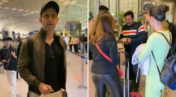 Actor Hrithik Roshan flies for Christmas vacation, his sons and girlfriend, Saba Azad accompany him; See More!