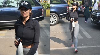 Malaika Arora chose to ditch make-up and scored another gym fashion in a cropped jacket and grey pants; Watch PICS!
