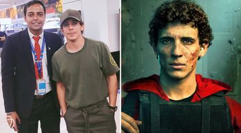 Money Heist character Rio aka Miguel Herran spotted at Delhi airport, clicks picture with a fan; See pic!