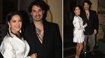 Sunny Leone in white dress and husband Daniel in black, grey attire; giving us  fashion and couple goals at the same time!