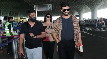 Vijay Deverakonda, Charmee Kaur and Puri Jagannadh spotted at airport