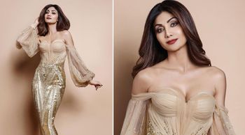 Shilpa Shetty dazzles in this sparkling outfit, dressed for an award show