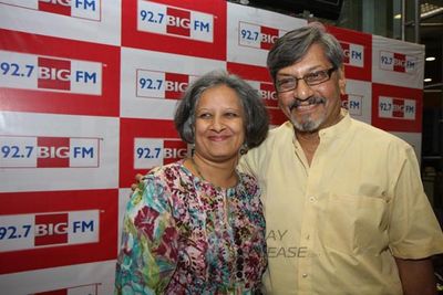 Acting maestros Amol Palekar, Ashok Saraf and  Nivedita Saraf promote Marathi film 'We Are On..Houn Jaoo Dya' at BIG FM Studios