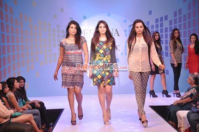Mona Singh walks the ramp during the launch of Tangerine Home Couture