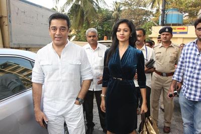 Acting giant Kamal Hassan and actress Pooja Kumar in the press conference about his recent film 'Vishwaroop'.