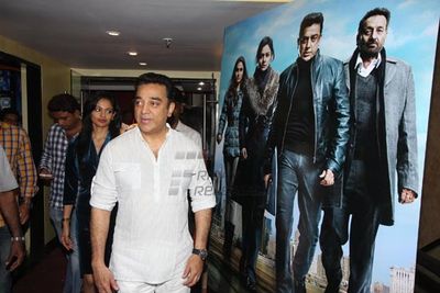 Acting giant Kamal Hassan and actress Pooja Kumar in the press conference about his recent film 'Vishwaroop'.