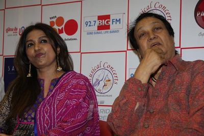 Bhupinder Singh and Mitali Singh attend the press meet for Gazal singer late Jagjit Singh's birth anniversary concert.