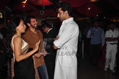 Bollywood actors Abhishek Bachchan, Neil Nitin Mukesh, Shilpa Shetty, Isha Sharvani , Monica Dogra and Zarine Khan were present at the premiere show of Bejoy Nambiar's new film 'David'.