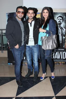 Bollywood actors Abhishek Bachchan, Neil Nitin Mukesh, Shilpa Shetty, Isha Sharvani , Monica Dogra and Zarine Khan were present at the premiere show of Bejoy Nambiar's new film 'David'.