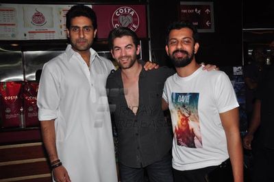 Bollywood actors Abhishek Bachchan, Neil Nitin Mukesh, Shilpa Shetty, Isha Sharvani , Monica Dogra and Zarine Khan were present at the premiere show of Bejoy Nambiar's new film 'David'.