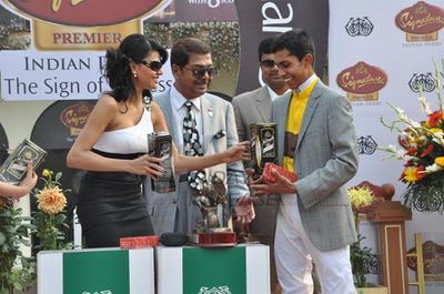 Bollywood beauty Sherlyn Chopra was present at the prize distribution ceremony of McDowell Signature Premium Indian Derby 2013.