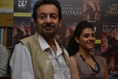 Bollywood celebrities Kajol and Shekhar Kapur at the launch of Anish Tripathis book THE OATH OF THE VAYUPUTRAS at the Crossword Store