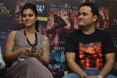 Bollywood celebrities Kajol and Shekhar Kapur at the launch of Anish Tripathis book THE OATH OF THE VAYUPUTRAS at the Crossword Store