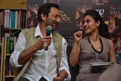 Bollywood celebrities Kajol and Shekhar Kapur at the launch of Anish Tripathis book THE OATH OF THE VAYUPUTRAS at the Crossword Store
