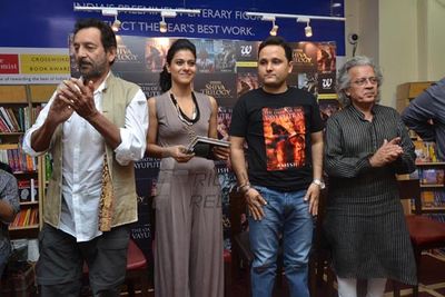 Bollywood celebrities Kajol and Shekhar Kapur at the launch of Anish Tripathis book THE OATH OF THE VAYUPUTRAS at the Crossword Store