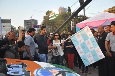 Bollywood personalities attend the flag off of the 5th Edition of the LAVASA WOMEN'S DRIVE at the Kamala Mills Compound