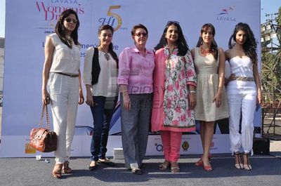 Bollywood personalities attend the flag off of the 5th Edition of the LAVASA WOMEN'S DRIVE at the Kamala Mills Compound