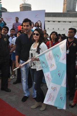 Bollywood personalities attend the flag off of the 5th Edition of the LAVASA WOMEN'S DRIVE at the Kamala Mills Compound