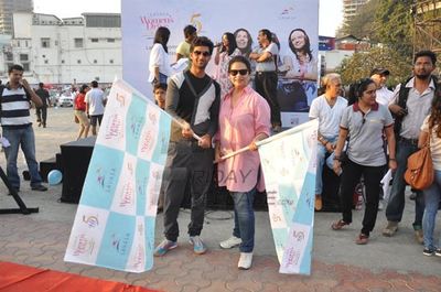 Bollywood personalities attend the flag off of the 5th Edition of the LAVASA WOMEN'S DRIVE at the Kamala Mills Compound