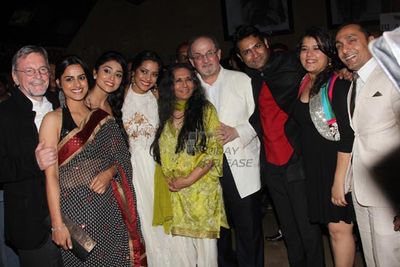 Well known author Salman Rushdie, Bollywood actors Shriya Saran, Rahul Bose, Shahana Goswami, director Deepa Mehta attends the premiere show of their recent film 'Midnight's Children'