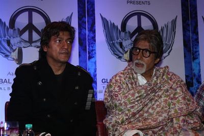 Amitabh Bachchan, Aadesh Shrivastava, Shaan, Kailash Kher at Global Sound of Peace press conference at Enigma in Hotel JW Marriott