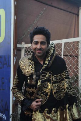 Ayushman Khurana launching the first poster of his new film \'NAUTANKI SAALA!\' along with actor Kunaal Roy Kapur
