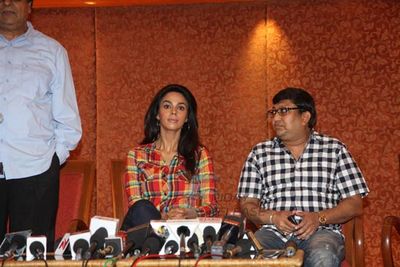 Mallika Sherawat attending the pronouncement press conference of her latest film 'Dirty Politics' with K.C. Bokadia.