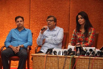Mallika Sherawat attending the pronouncement press conference of her latest film 'Dirty Politics' with K.C. Bokadia.