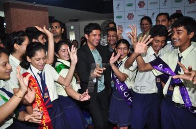 Farhan Akhtar Promotes 'Bhaag Milkha Bhaag' in his own school