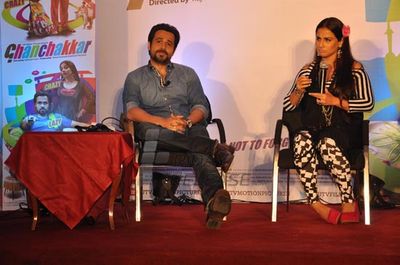 Stars from the film 'Ghanchakkar' at their film's press meet