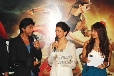 Shah Rukh Khan and Deepika Padukone graced the first look launch of their upcoming film 'Chennai Express'