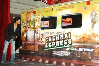 Shah Rukh Khan and Deepika Padukone graced the first look launch of their upcoming film 'Chennai Express'