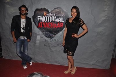 Ranveer Singh and Sonakshi Sinha on the sets of Emotional Atyachaar