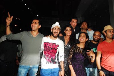 Richa Chadda with film 'FUKREY' team at FUKRA Party celebrating success of 2nd division students at Baroke in Mumbai