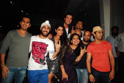Richa Chadda with film 'FUKREY' team at FUKRA Party celebrating success of 2nd division students at Baroke in Mumbai