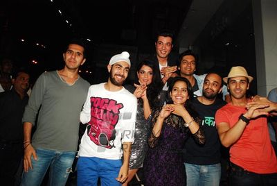 Richa Chadda with film 'FUKREY' team at FUKRA Party celebrating success of 2nd division students at Baroke in Mumbai