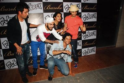 Richa Chadda with film 'FUKREY' team at FUKRA Party celebrating success of 2nd division students at Baroke in Mumbai