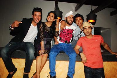 Richa Chadda with film 'FUKREY' team at FUKRA Party celebrating success of 2nd division students at Baroke in Mumbai