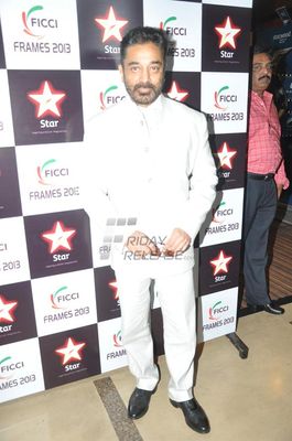 Kamal Haasan and Prosenjit Chatterjee in conversation with Karan Johar at the final day of FICCI FRAMES 2013