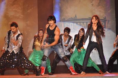 Vidyut Jamwal and Pooja Chopra at film COMMANDO first look launch at Chandan Cinema.