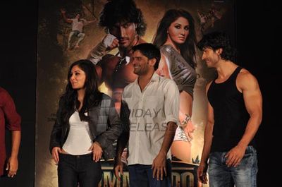 Vidyut Jamwal and Pooja Chopra at film COMMANDO first look launch at Chandan Cinema.