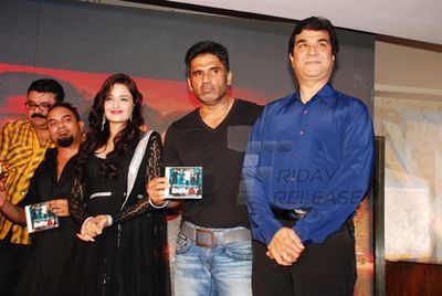 Akshay Kumar, Mithun Chakraborty, Suneil Shetty, Mahakshay Chakraborty at music launch of 'ENEMMY' at Club Millennium in Juhu, Mumbai