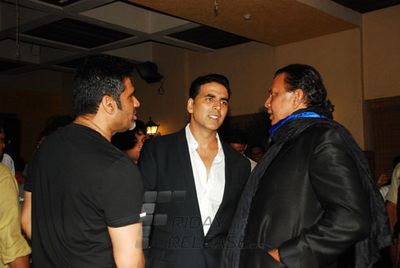 Akshay Kumar, Mithun Chakraborty, Suneil Shetty, Mahakshay Chakraborty at music launch of 'ENEMMY' at Club Millennium in Juhu, Mumbai